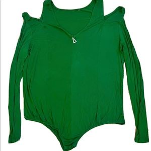 Ashley Stewart Plus Kelly Green Zip Up Bodysuit Size 24 26